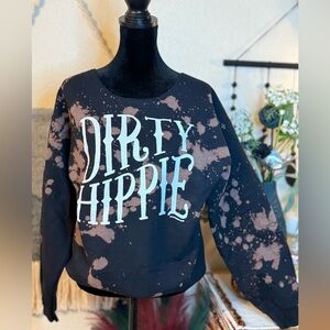 NWT- Dirty Hippie Bleach stained Sweatshirt with Cut Neck